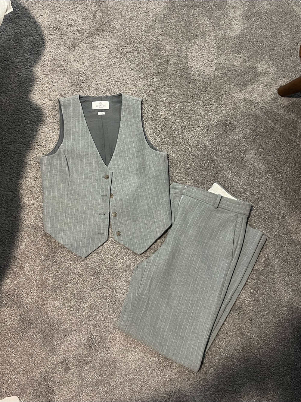 Aritzia Babaton Vest & Trouser Set - Gray Pinstripe